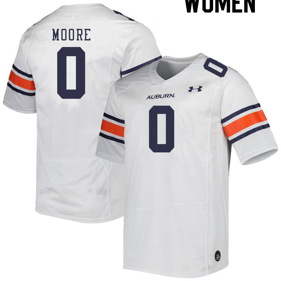 Women #0 Koy Moore Auburn Tigers College Football Jerseys Stitched-White